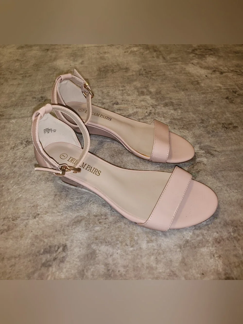 Dream Pairs Womens Nude Pink Patent Ankle Strap Wedge Sandals